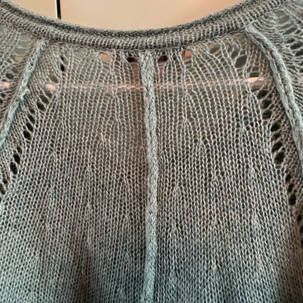Seafoam (green) Knit cashmere sweater poncho with Tassels - M calypso St Barth - Picture 4 of 7